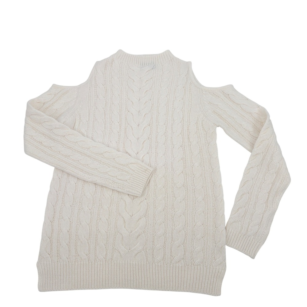 F&F UK Size 4‎ Cable Knit Cold Shoulder Mock Neck Sweater Tunic e